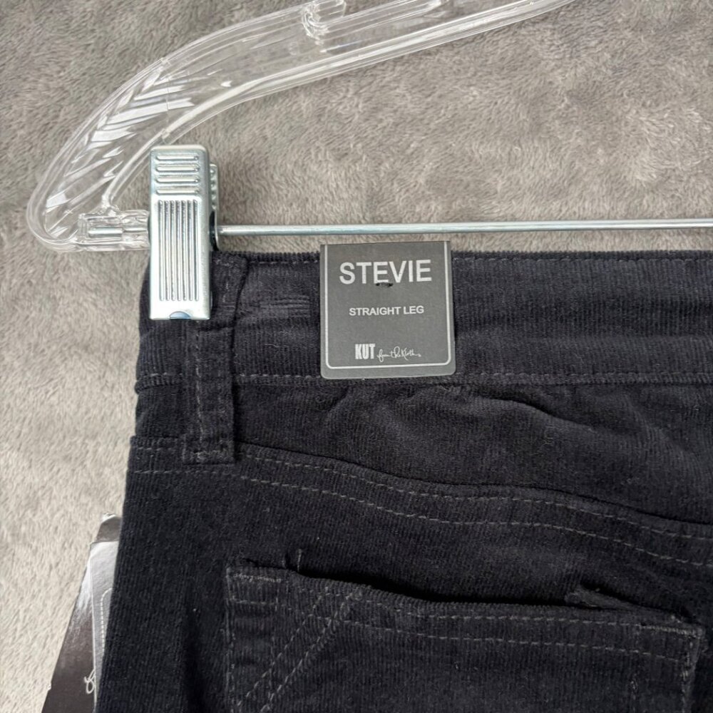 KUT From The Kloth Stevie Straight Leg Pants Women’s 0 Black Corduroy Y2k Preppy - Picture 7 of 8